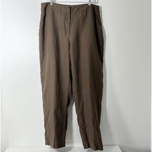 MERONA Pants Womens 18W Brown Linen Wide Leg Lined Trousers Office Workwear